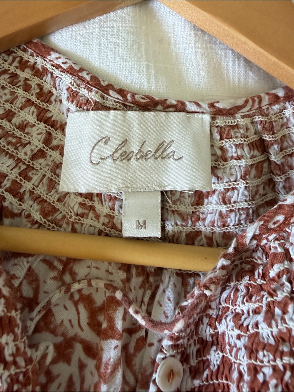Cleobella Rust Floral Peasant Blouse with Tassel Ties - Picture 3 of 3